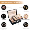 thumbnail image 4 of Sanikeon Cajas de joyería para mujeres y niñas, estuche organizador de joyas de cuero de 2 capas con caja de almacenamiento con cerradura, bandeja extraíble para collar, aretes, anillos con paño de pu, 4 of 5