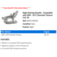 thumbnail image 2 of Right Steering Knuckle - Compatible with 2009 - 2017 Chevy Traverse 3.6L V6 2010 2011 2012 2013 2014 2015 2016, 2 of 2