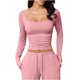 thumbnail image 5 of Neewe Womens Classic Plain Square Neck Long Sleeve T Shirt Pullover Soft Slim Fit Tops for Fall Outfits, 5 of 7
