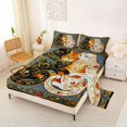 thumbnail image 2 of Homewish Bohemian Cats Animals Queen Sheets,Boho Exotic Style Queen Sheet Sets,4pcs,1 Flat Sheet, 1 Fitted Sheet and 2 Pillowcases, 2 of 6