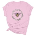 thumbnail image 3 of Tshirts For Women Solid Color Loose Round Neck Bee Printed Short Sleeved Ladies Tops Clothing T Shirts Holiday Wear, 3 of 3