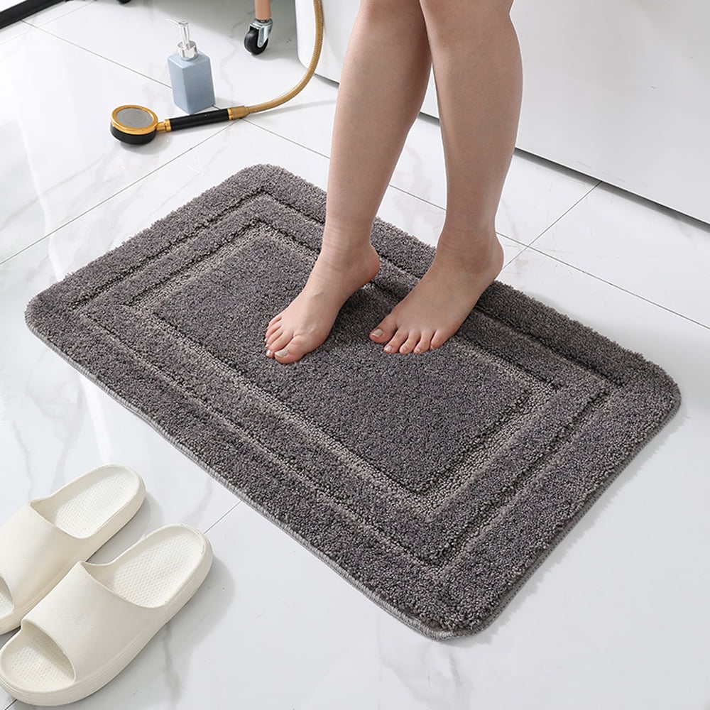 Soft Bathroom Rugs Absorbent Non-Slip 20" x 32" Dark Gray Fluffy Microfiber Bath Mats Machine Washable