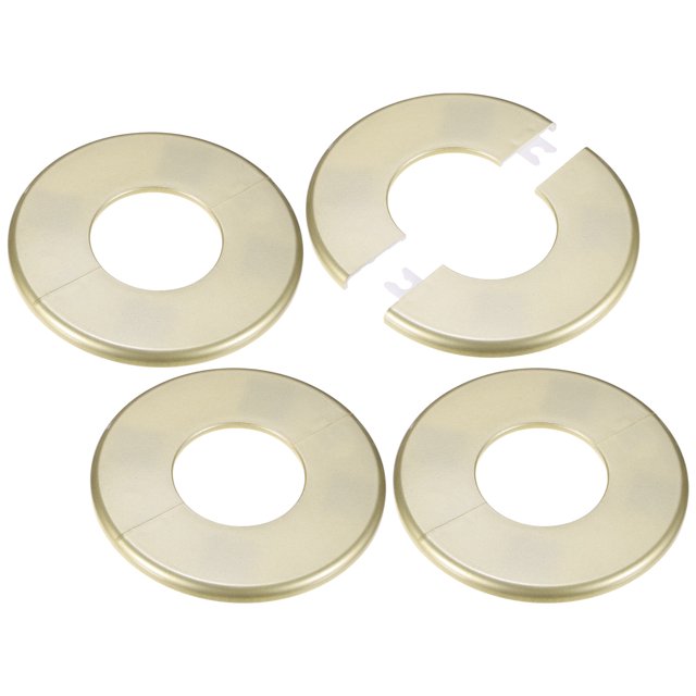 Uxcell 4Pack ABS Redonda Autoadhesiva Brida Dividida de Pared, 51mm ID 115mm OD Cubierta de Tubería Dorada