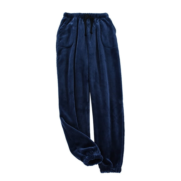 HBFAGFB Pants for Men Pajama Pants Autumn and Winter Warm Thickened Trousers Sleepwear Navy Size XXL
