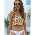 thumbnail image 6 of Crochet Crop Top for Women Boho Summer Sleeveless Hollow Out Knit Tanks Tops Y2K Floral Vest Top Yellow One Size, 6 of 7