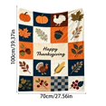 thumbnail image 2 of Thanksgiving Throw Blanket, Happy Thanksgiving Turkey Pumpkin Maple Leaves Patchwork Print Soft Flannel Fleece Blanket, Warm Cozy Fall Blanket for Couch Bed Sofa, Holiday Gift, 2 of 3