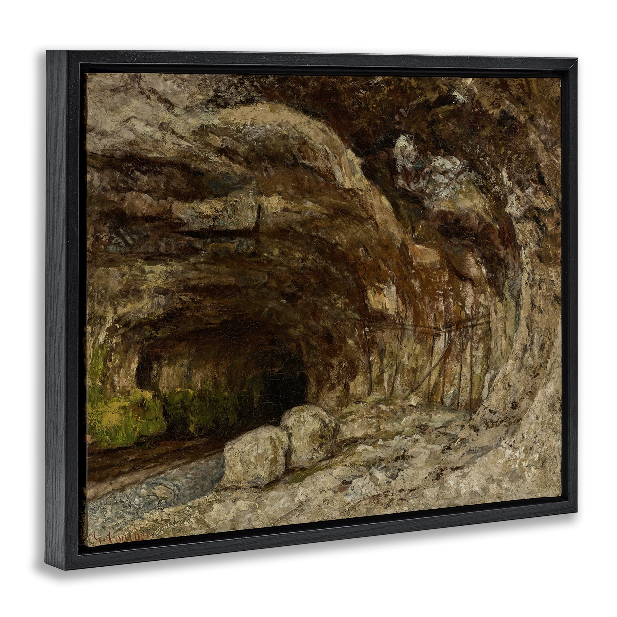 Stupell Industries Classical Grotto of Sarrazine Landscape & Nature Painting Black Floater Framed Canvas Art Print Wall Art, 21 x 17