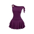 thumbnail image 1 of Vestido Floerns Mini con hombros descubiertos, estampado floral de metal, color morado, talla M, par, 1 of 5