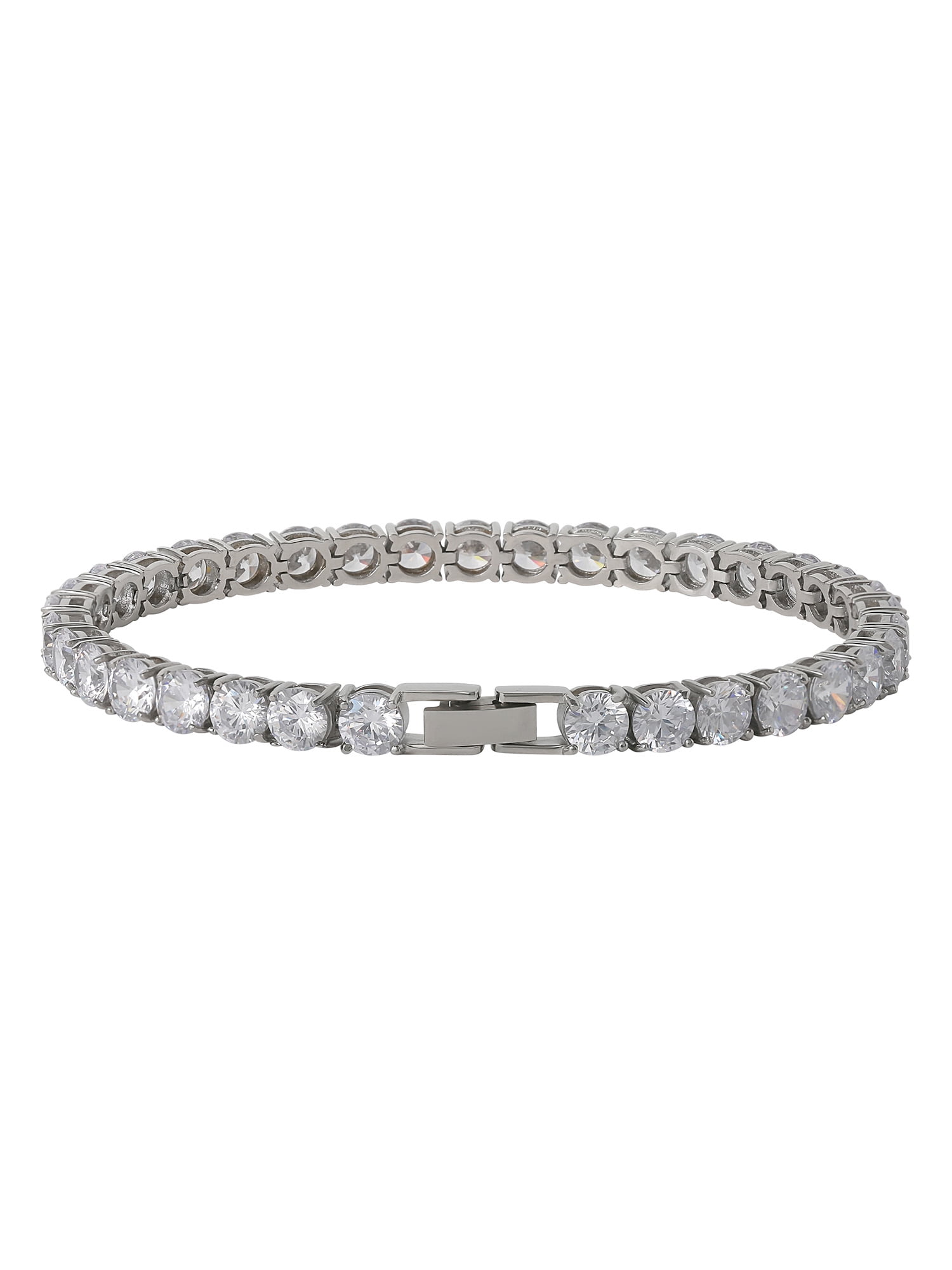 Brilliance Fine Jewelry Men’s Stainless Steel Simulated Diamond 6mm Bracelet, 8.25″