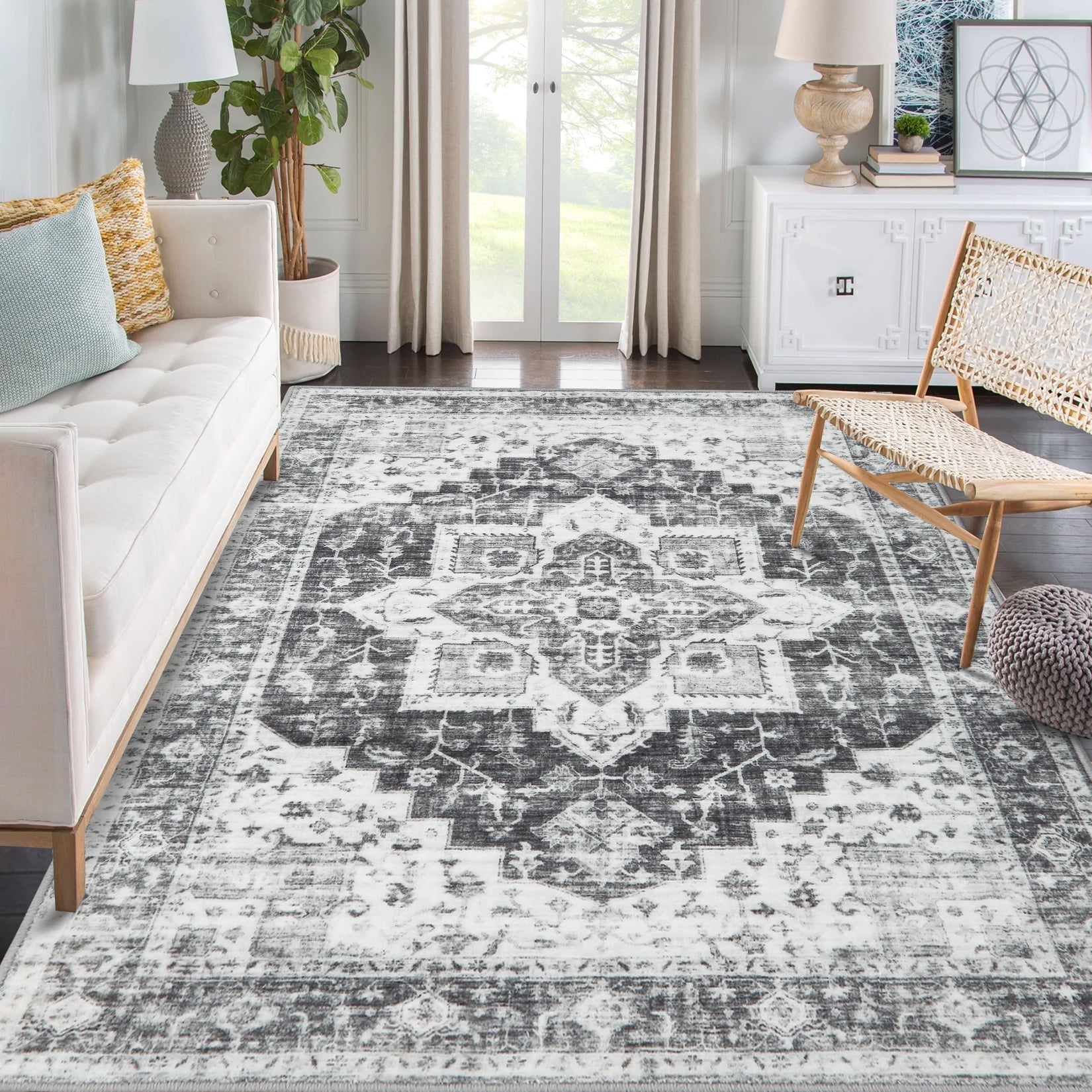Free Shipping! Mainstays Distressed Vintage Blue Persian Indoor