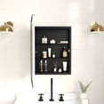 thumbnail image 3 of Merrick Lane 16" x 24" Reversible Bathroom Wall Medicine Cabinet with Rounded Rectangular Beveled Mirror and Silver Metal Frame and Shelves, 3 of 11