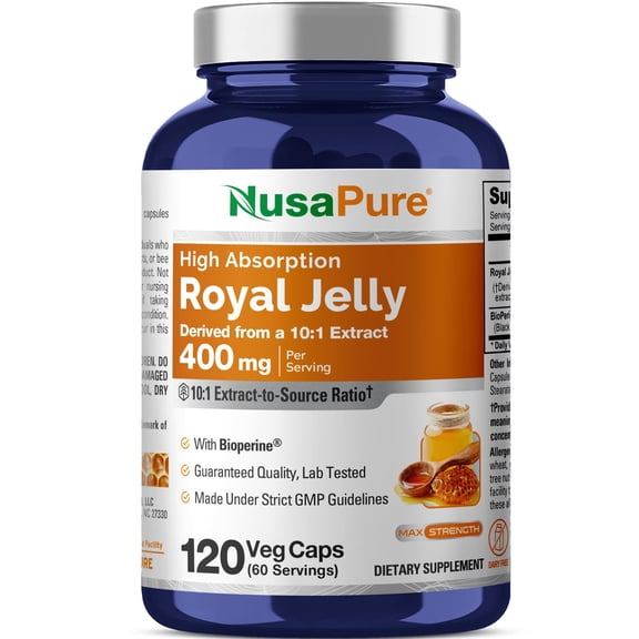 Royal Jelly, Non-GMO, Dairy Free, 400mg, 120 Veg Capsules - 60 Servings