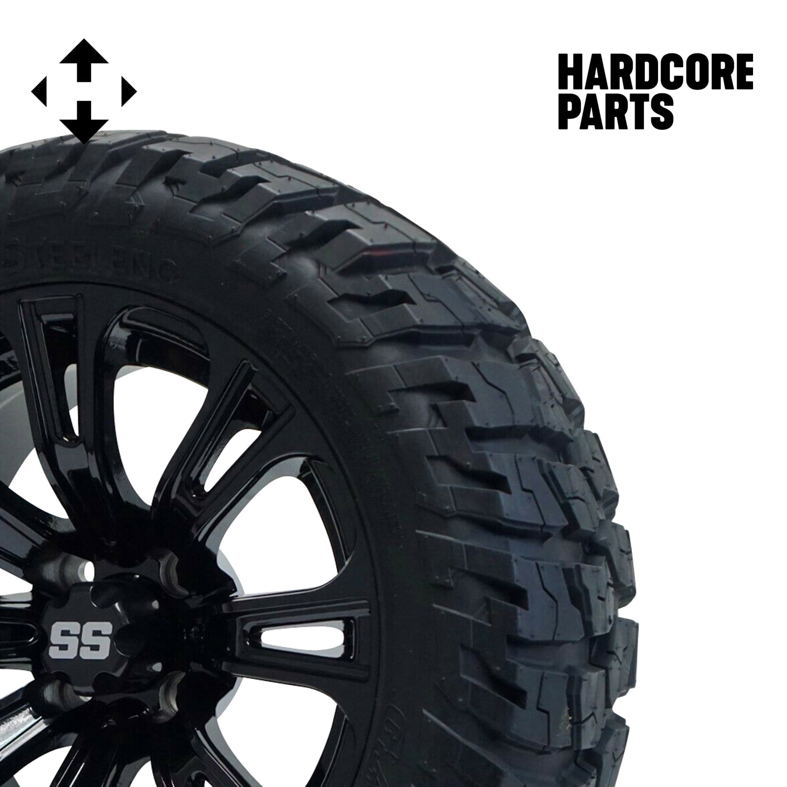 Hardcore Parts 6” Heavy Duty Double A-Arm Suspension Lift Kit for Club Car DS Golf Cart (1982-2003) with 14" Black 'Voodoo' Wheels and 22"x10.5"-14 GATOR On-Road/Off-Road All-Terrain tires