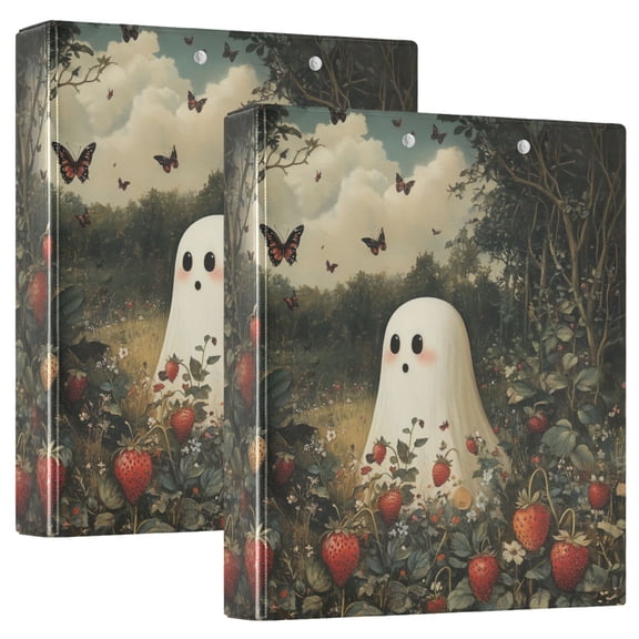 FORMRS 3 Ring Binder 1.5 inch with Pockets Set of 2 Clip Board 200 Sheets Capacity, Ghost in Strawberry Fields