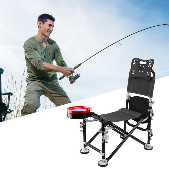 Fogcroll Fishing Chairs with Rod Holder Outdoor Folding Fishing Stool 300lbs Adjustable for Adults Portable Camping Chair for Ice Fishing, Camp, Lawn, Patio, Garden