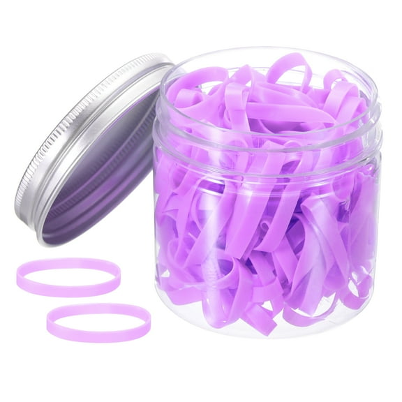 Uxcell 140 Pcs Rubber Band Stretchable Rubber Elastic Band Colored Spots 25mm x 4mm Hair Rubber Bands for Home Office, Purple