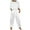 White, variant on Two Piece Sets for Women Dressy Smooth Satin Half Sleeve Satin Stretchy Comfortable Breathable Gathering Trendy Green Pants Suits Sizes L
