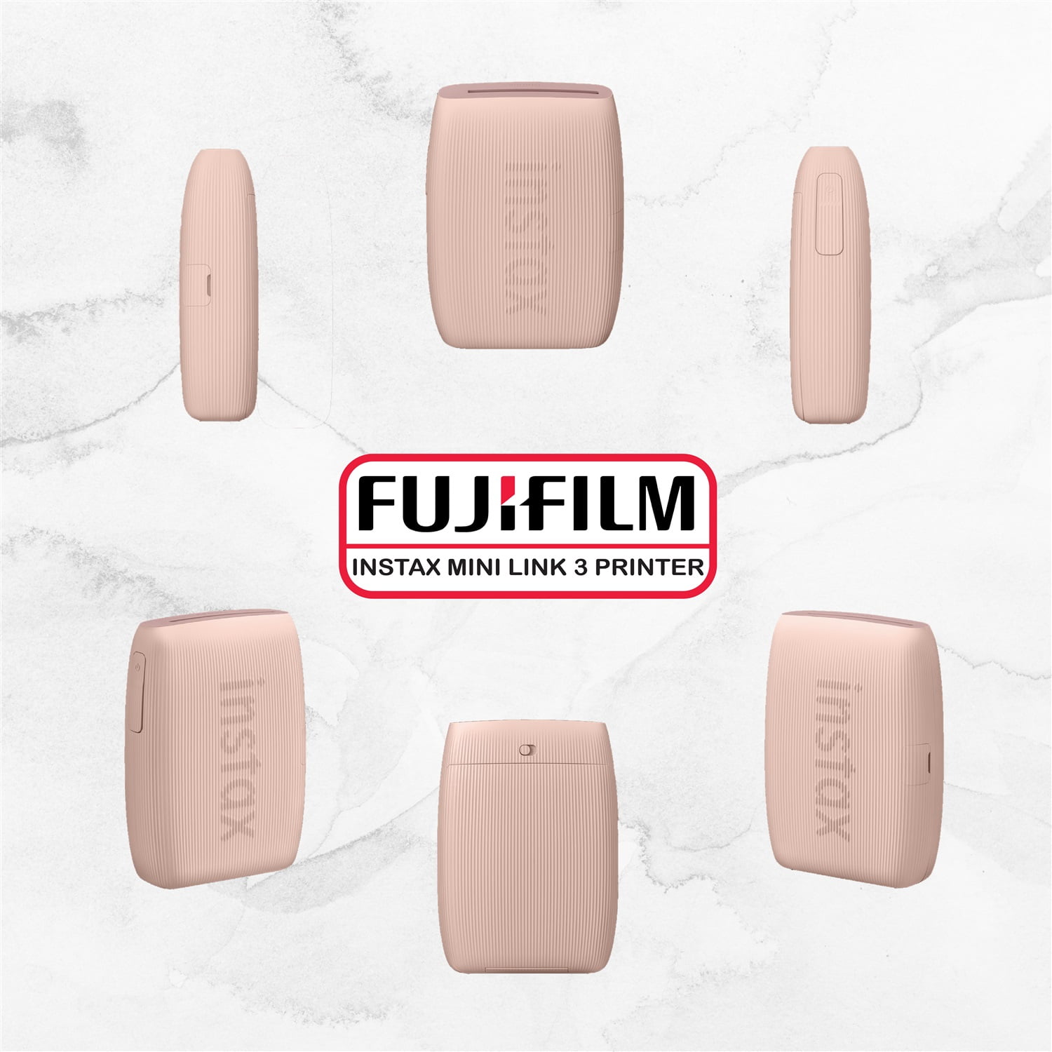 Fujifilm Instax Mini Link 3 Printer (Rose Pink) Bundle with Fujifilm Instax Mini film (20 sheets), Hanging Photo Frames, Table top Photo Frame For Mini Film