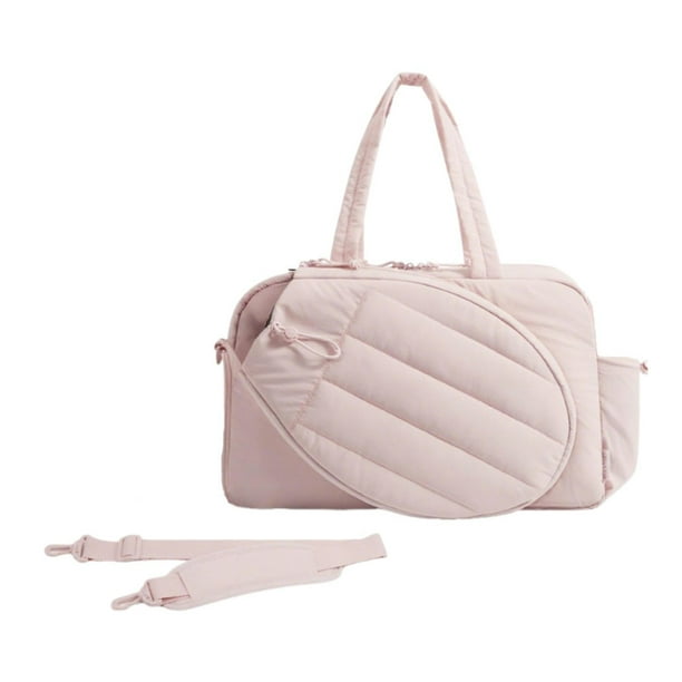 Bolsa de tenis para mujer con compartimento para zapatos y bolsillo impermeable, ligera, impermeable, para llevarla durante noche o el fin de rosa
