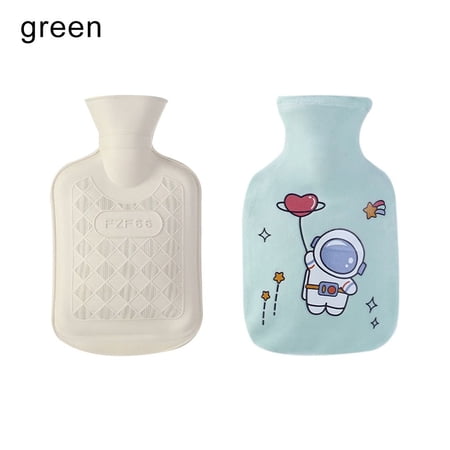 Gift Cute Patterns Reusable Warm Gadget Safety Explosion-proof Hot Water Bottle Hand Warmer Plush Cartoon Astronaut GREEN