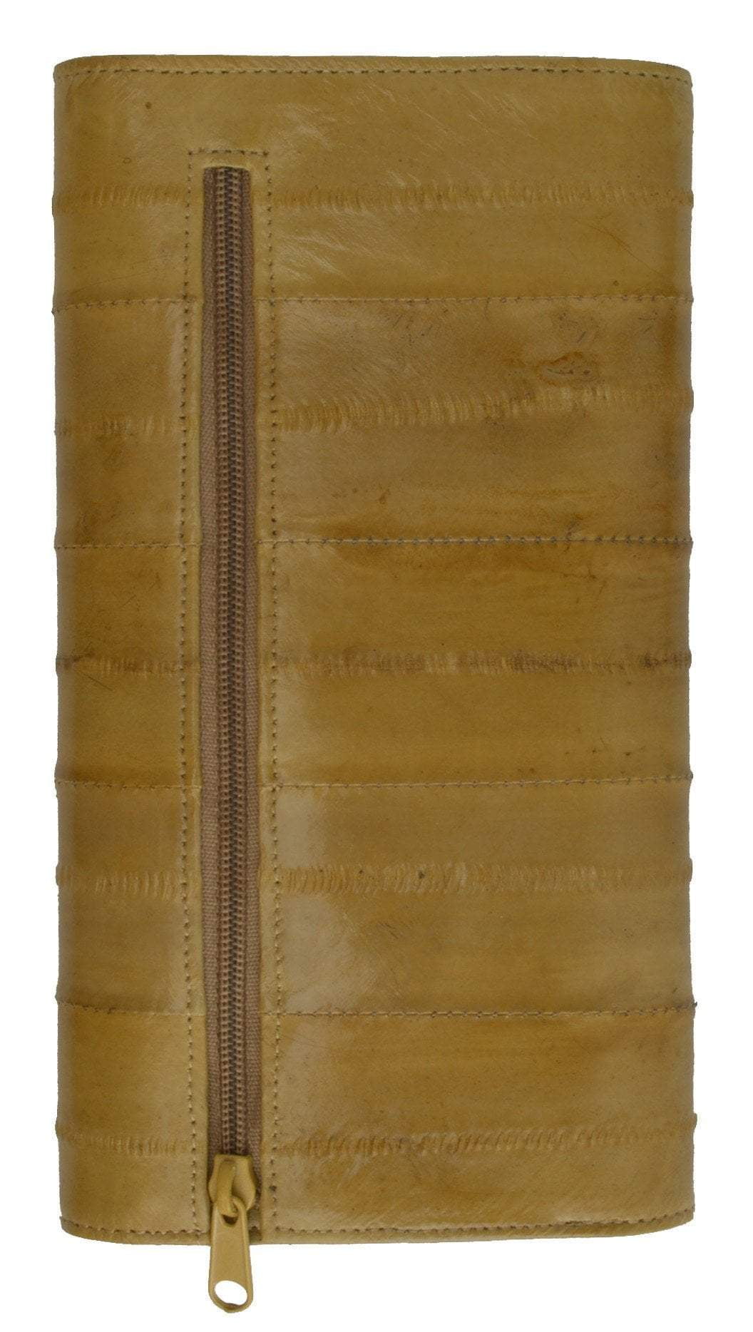 Womens Genuine Eel Skin Leather Deluxe Checkbook Wallet with Hand