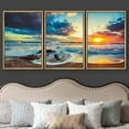 thumbnail image 3 of wall26 - 3 Piece Framed Canvas Wall Art - Beautiful Cloudscape Over The Sea, Sunrise Shot - Modern Home Art Stretched and Framed Ready to Hang - 24"x36"x3 Natural, 3 of 5