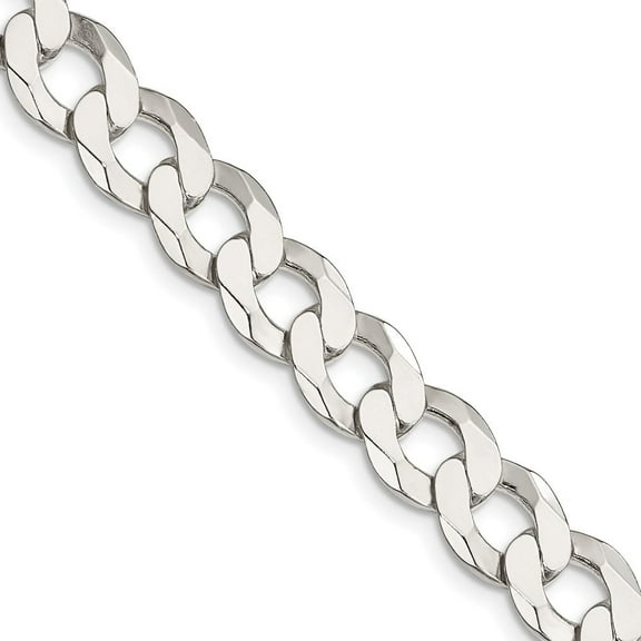 Auriga Fine Jewelry 925 Sterling Silver 9.75mm Flat Curb Chain Necklace 18inch for Women