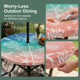 thumbnail image 5 of Round Outdoor Tablecloth with Umbrella Hole and Zipper, Blue Teal Pink Ombre Coastal Tablecloth with Elastic Waterproof, Nautical Beach Starfish Coral Summer Patio Table Covers for 36" - 44" Tables, 5 of 9