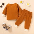 thumbnail image 3 of StylesILove Baby Boys Girls Solid Long Sleeve Henley Top & Pants 2pcs Set Unisex Toddler Ribbed Cotton Outfit (Brown, 24 Months), 3 of 8