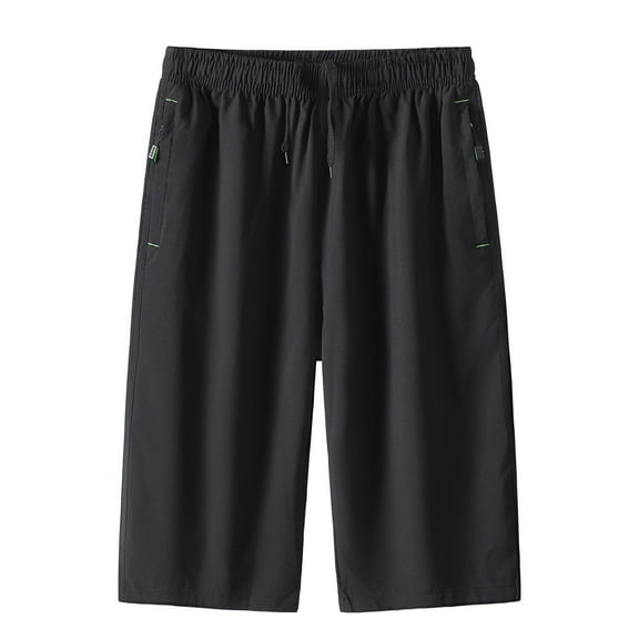 Yungyresw Men's Casual Shorts Straight Wide Leg Quick Dry Breathable Athletic Shorts Outdoor Comfort Sport Hiking Workout Pants Black L