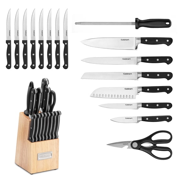 Cuisinart C77TR-16P Triple Rivet Collection 16-Piece Cutlery Block Set, Stainless Steel