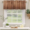 thumbnail image 2 of Brown Wooden Grain Curtain Valances for Windows, Kitchen Valance Window Treatments Panel 2 Pack, Farmhouse Country Vintage Texture Rod Pocket Short Curtains for Bathroom Bedroom 60 x 18 Inch, 2 of 8