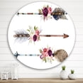thumbnail image 2 of Designart 'Flowers and Ethnic Feathers On Native Arrows III' Bohemian & Eclectic Circle Metal Wall Art 36x36 - Disc of 36, 2 of 5