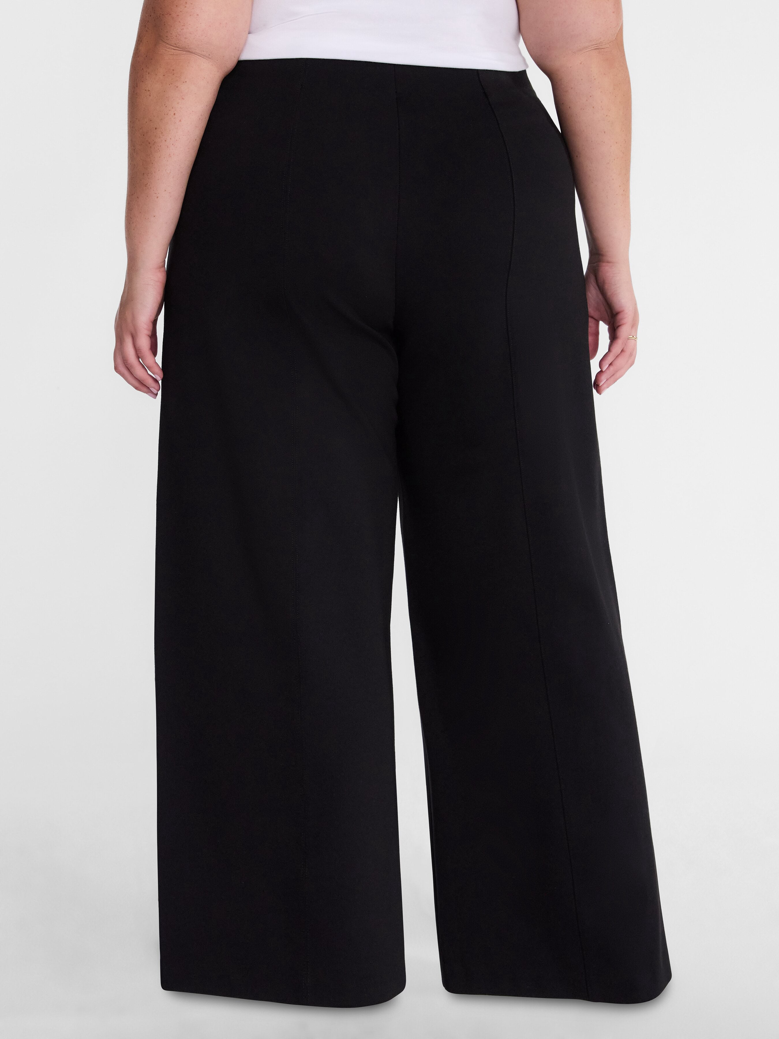 Terra & Sky Women's Plus Wide Leg Ankle Length Ponte Knit Pants, Sizes 0X - 5X