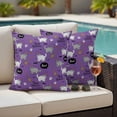 thumbnail image 4 of Purple Halloween Outdoor Waterproof Pillow Covers, Cat Bat Ghost Pumpkins Decorative Square Throw Pillowcase Sofa Cushion Sham for Patio/Couch/Chair, 26"x26" 2 Pack, 4 of 8