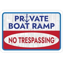Classic Framed Plus Private Boat Ramp No Trespassing Wall or Door Sign | Marina Quayside Signage - Large