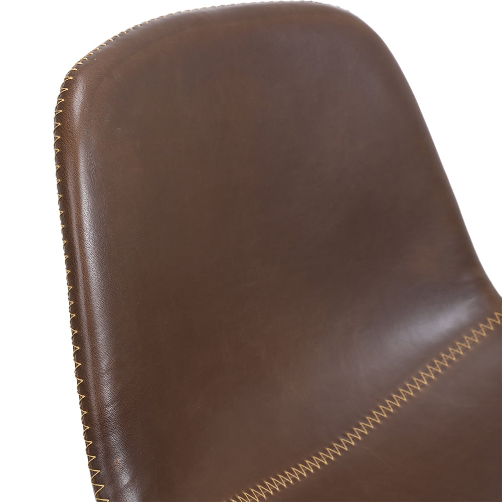 Kepooman 2 Pieces 35.8"H Wrought Iron Bar Stool,Industrial PU Leather Armless Counter Chairs - Dark Brown