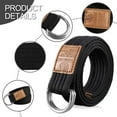 thumbnail image 4 of 3 Pack Canvas Web Belts 1.25" Wide Double D-ring Buckle for Men, Adjustable Solid Color Military Style (Black + White + Blue gray), 4 of 5