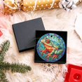 thumbnail image 6 of Funny Christmas Ornament,Colorful Frog in Stained Glass Style,Xmas Round Ceramic Pendant, 6 of 6