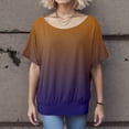 thumbnail image 4 of Womens Tops Oversized Shirt with Batwing Sleeves Short Sleeve Crew Neck Colorful Shirts for Women Purple M, 4 of 4