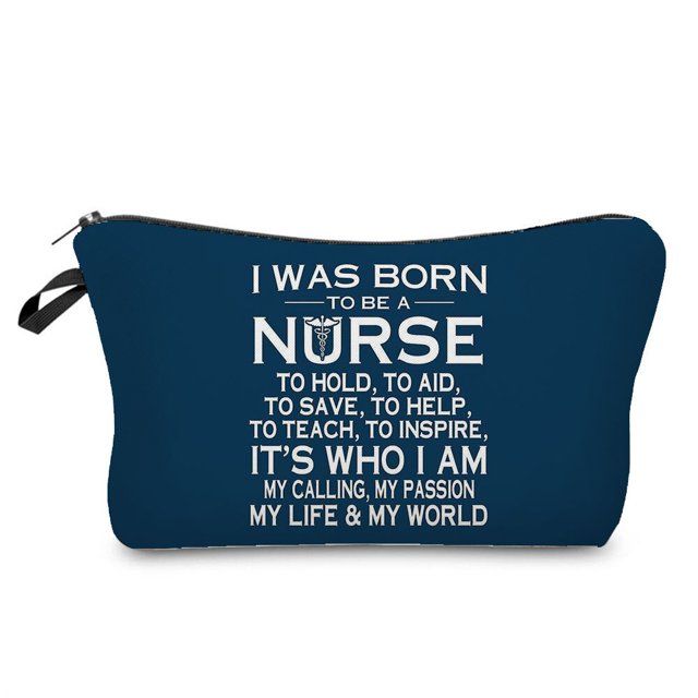 Neceser de viaje para enfermera, bolsa de maquillaje informal, organizador de maquillaje, regalo de Hospital, letras impresas Fivean unisex
