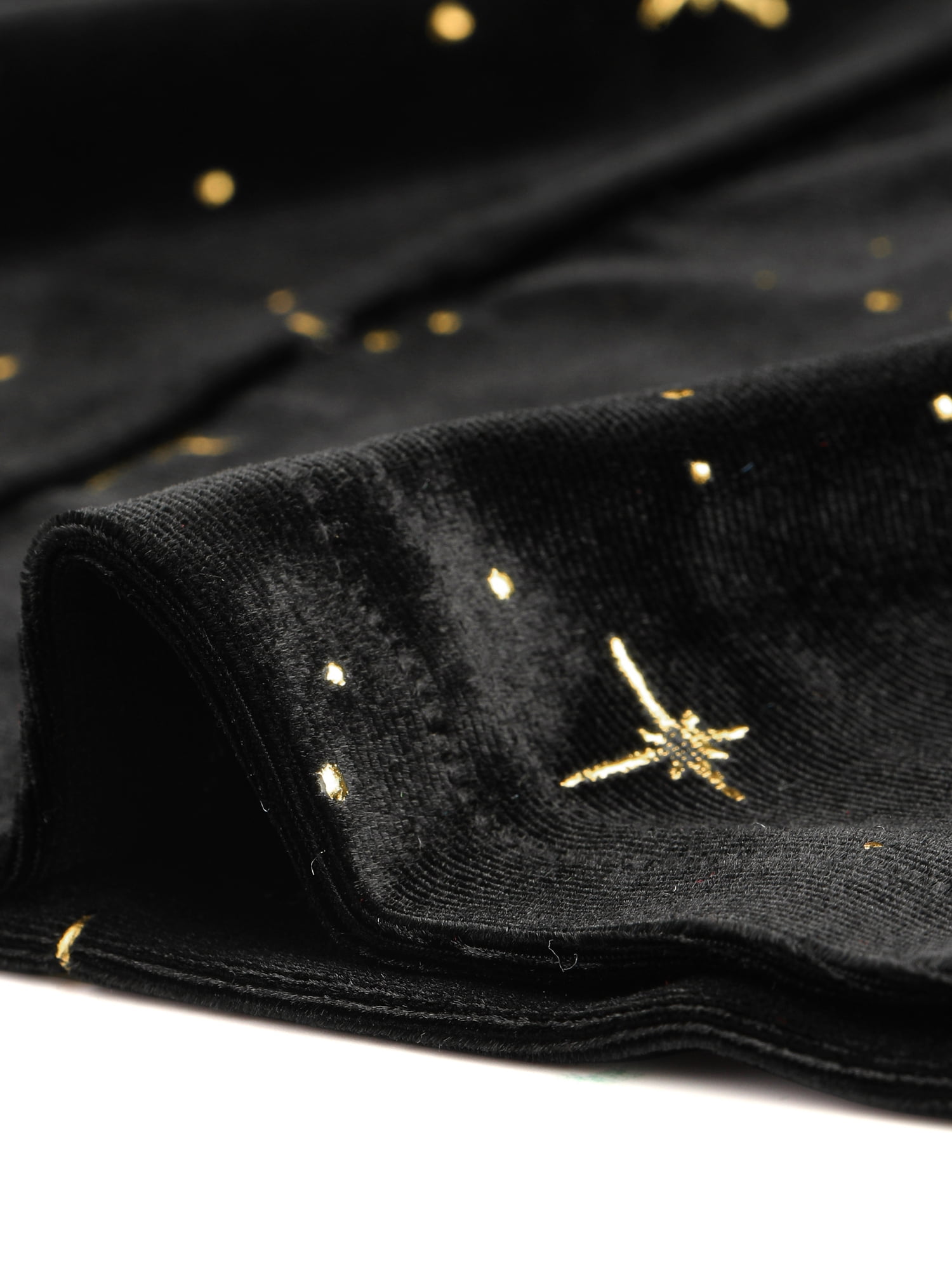 Unique Bargains Women's Velvet V-Neck Long Sleeve Metallic Shiny Star Blouse