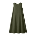 thumbnail image 4 of ClodeEU Women's V Neck Sleeveless Maxi Dress with Side Slit, Casual Solid Color Loose Flowy Dress Army Green,Women's Plus L, 4 of 8