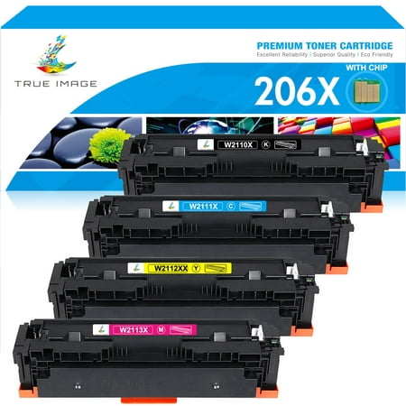 206X Toner Cartridges with Chip 4-Pack Compatible for HP 206X 206A W2110X W2110A W2111X W2112X W2113X LaserJet Pro MFP M255dw M283fdw M283cdw M282 Printer Ink (Black,Cyan,Magenta,Yellow)