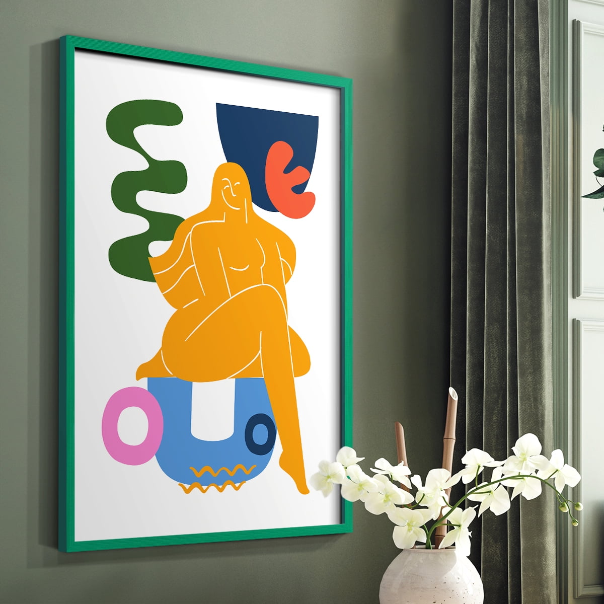 Matisse CDLX in Green Solid Wood Framed Print No Nail Hanging