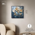 thumbnail image 5 of Golden Flora on Azure Framed High-Gloss Acrylic Glass Wall Art Elegant Floral Art by Art Remedy, Black Frame, 24 x 24, 5 of 7