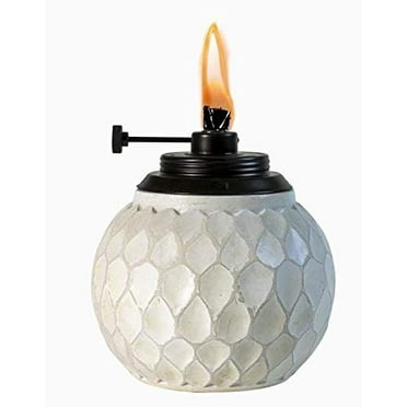 Adjustable Flame 6.25-in Weathered White Resin Citronella Tabletop Torch