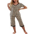 thumbnail image 2 of Ensemble de Pyjama pour Femmes, Chemise à Manches Courtes et Pantalon Capri, Tenue de Nuit, Ensembles de Pjs, Tenue de Nuit Douce, 2 of 6