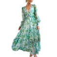thumbnail image 1 of Ketyyh-chn99 Robes pour Femmes Grande Taille Robe d'Été Robe Extensible Manche à Volants à Étages Robe Trapèze Courte Vert,P, 1 of 4