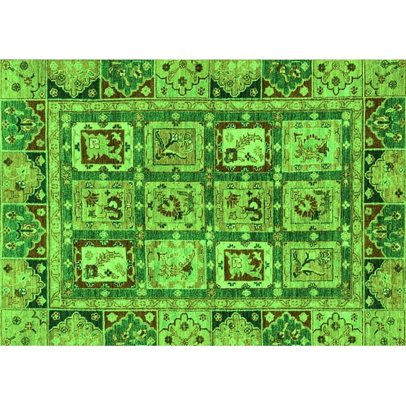 Ahgly Company Indoor Rectangle Abstract Green Modern Area Rugs, 2' x 3'